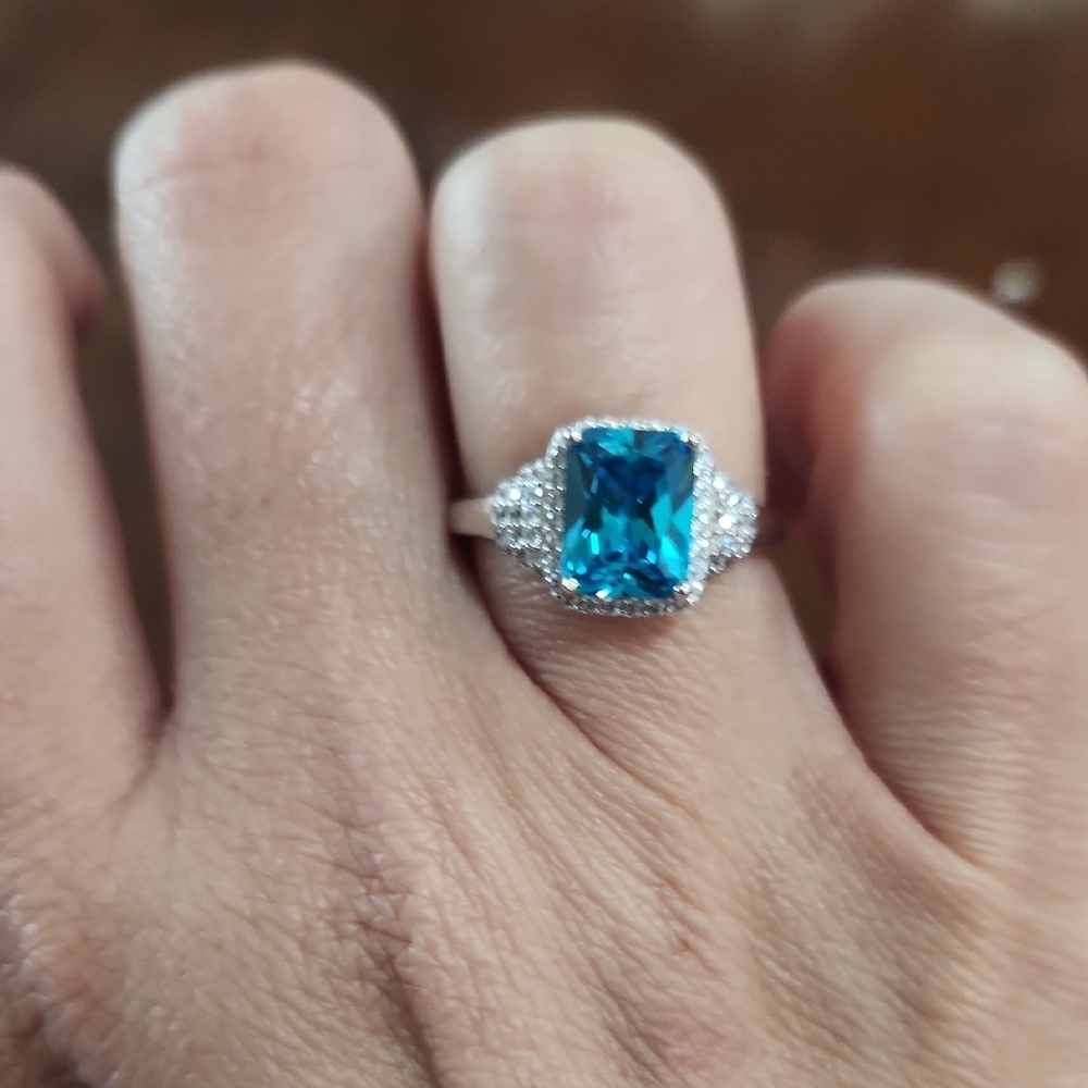 JTV Blue and Silver Gemstone Ring